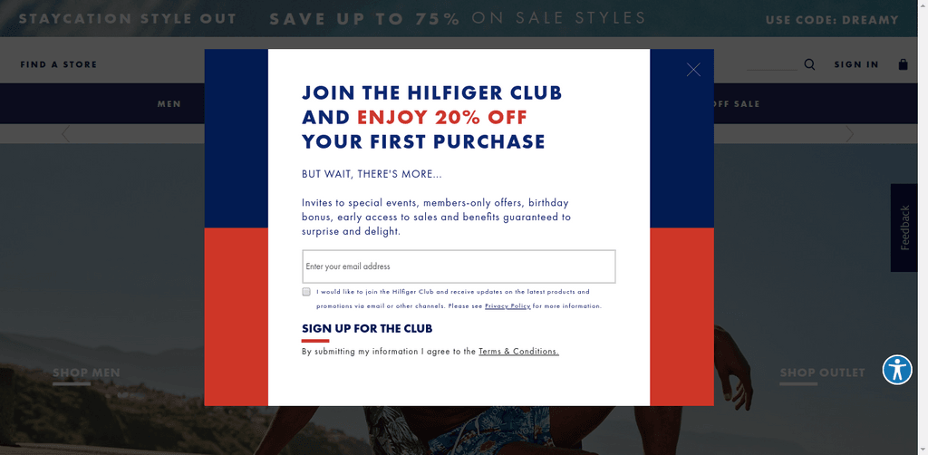 Tommy Hilfiger Popup Example