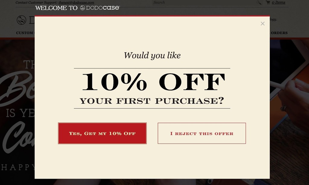 Example of a Popup to Increase Customer Cart Value