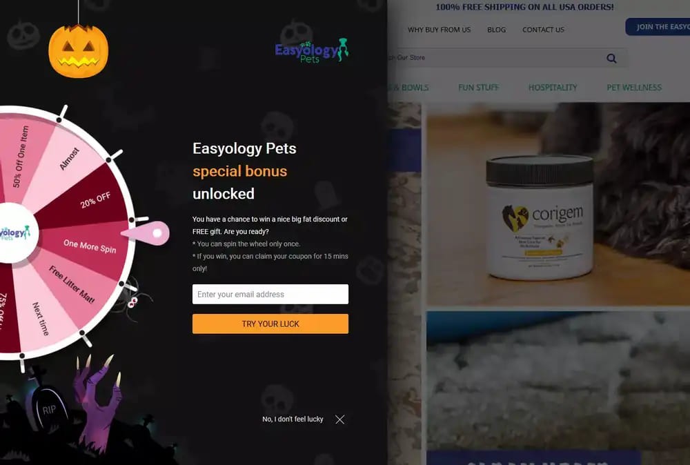 Example of a Popup from Easyologypets