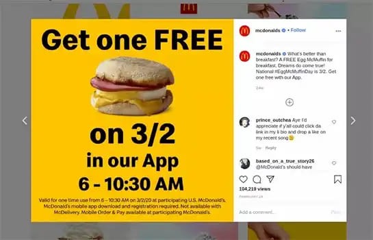 McDonald's Egg Mc Muffin Offer