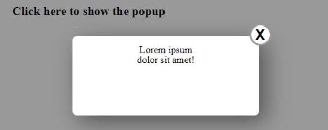 Popup with HTML