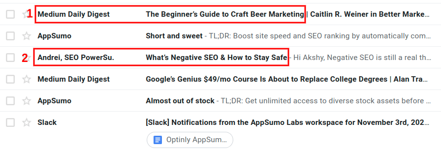 Example for Good Subject Lines