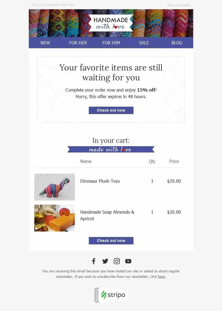 Abandoned Cart Recovery Email Template