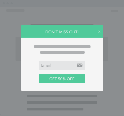 Example of exit intent popup with a minimalistic design
